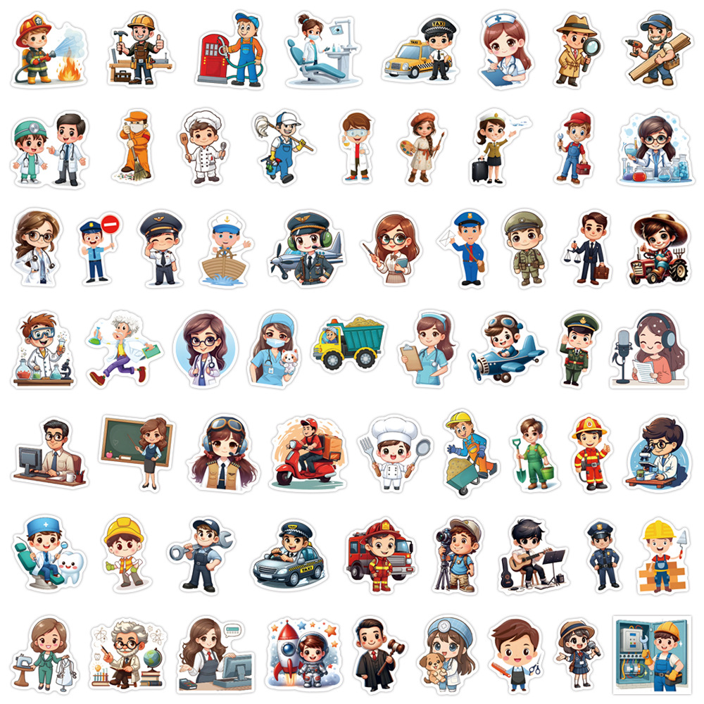 Kids Toys Cartoon Images - 60PCS Career Work Career Stickers Cartoon